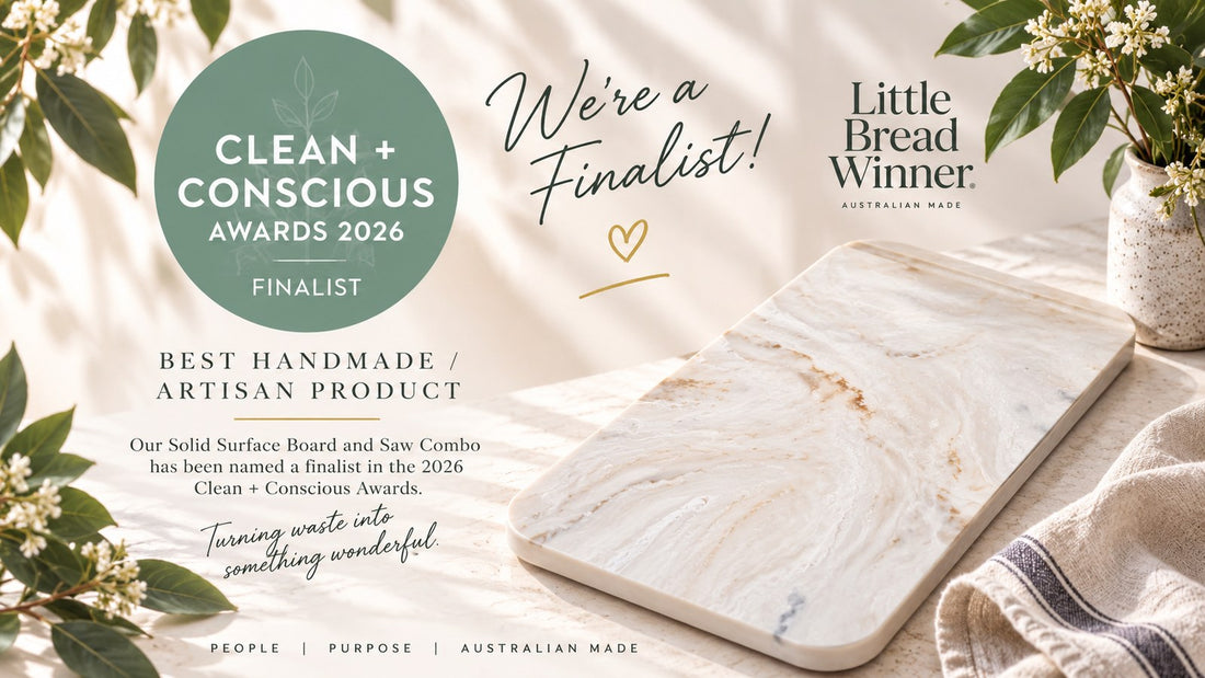 Little Bread Winner Solid Surface Board and Saw Combo 2026 Clean + Conscious Awards finalist