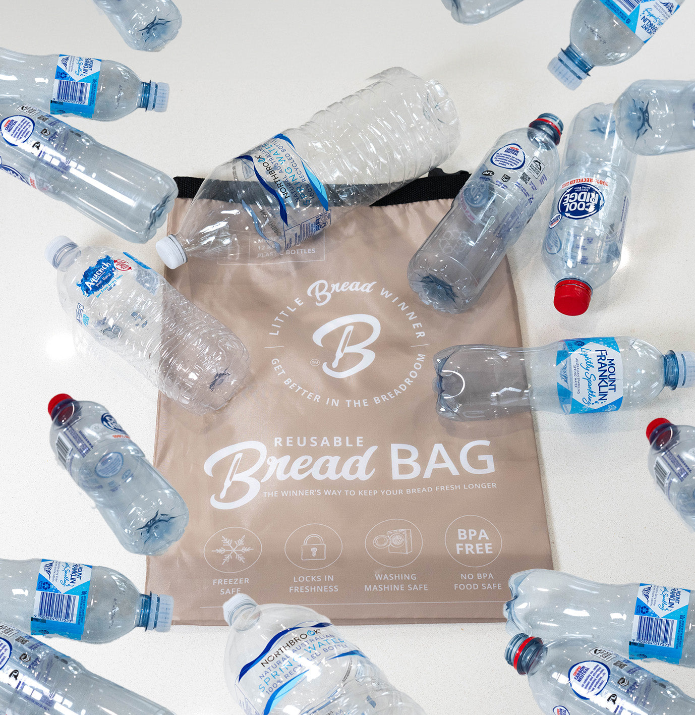 Bread bags made from 12 recycled plastic bottles