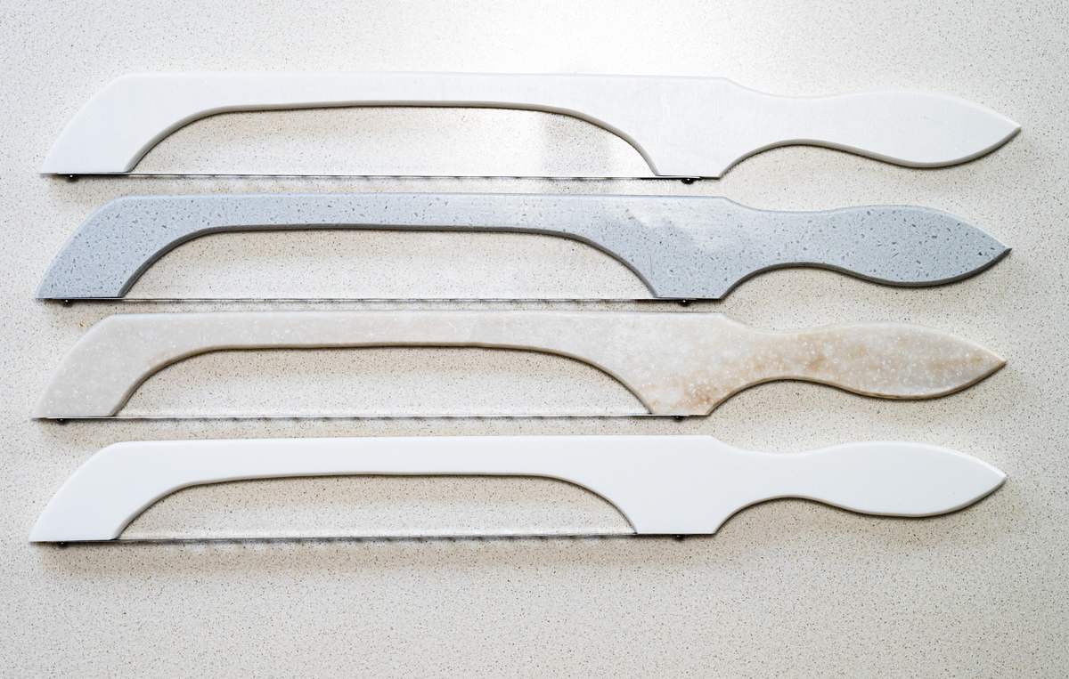 Solid surface bread saw and board, unique colour variation