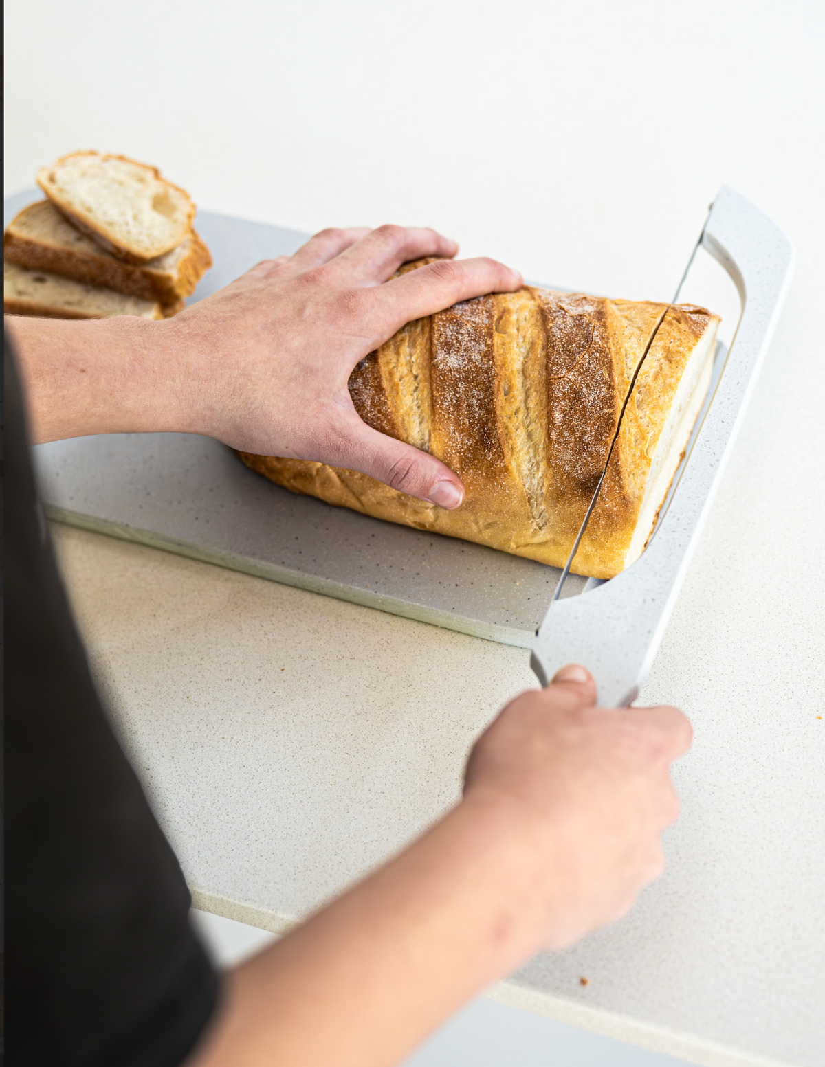 Solid surface bread saw and board, unique colour variation